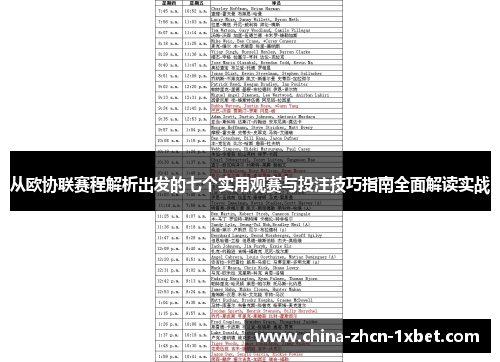 从欧协联赛程解析出发的七个实用观赛与投注技巧指南全面解读实战