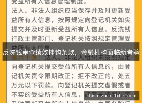 反洗钱审查绩效挂钩条款，金融机构面临新考验